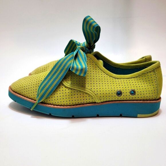 Johnston and Murphy 1850 Bree Perforated Suede Lace Up Kiwi Kid Size 6.5 - Picture 2 of 9